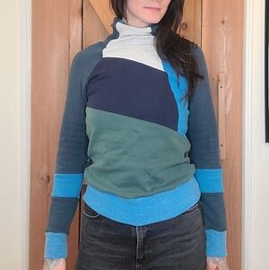 Handmade Colorblock Cowl Hoodie Sweater